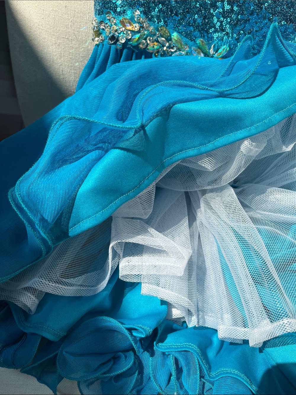 Teal Sequin Bodice Short Party Dress - Picture 6 of 9